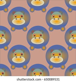 Childish like colored background with lovely hippo.
