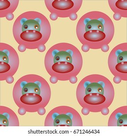 Childish like colored background with lovely hippo.