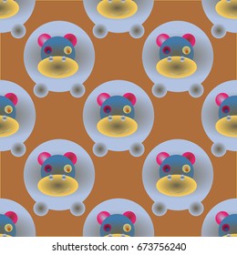 Childish like colored background with lovely hippo.