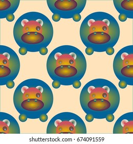Childish like colored background with lovely hippo.
