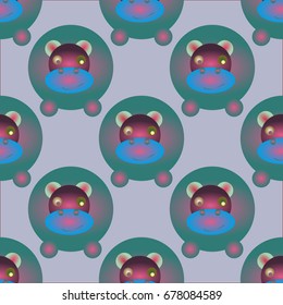 Childish like colored background with lovely hippo.