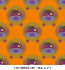 Childish like colored background with lovely hippo.