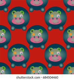 Childish like colored background with lovely hippo.