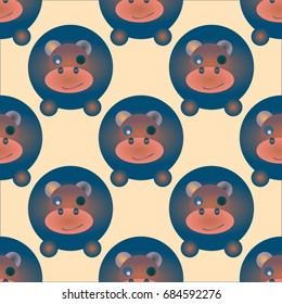 Childish like colored background with lovely hippo.