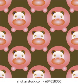 Childish like colored background with lovely hippo.