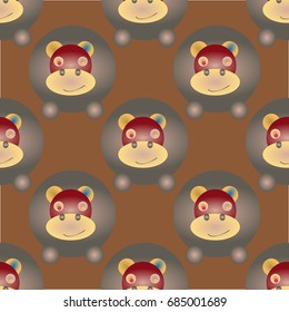 Childish like colored background with lovely hippo.