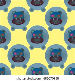 Childish like colored background with lovely hippo.