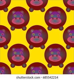 Childish like colored background with lovely hippo.