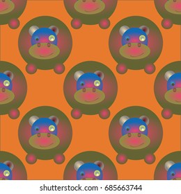 Childish like colored background with lovely hippo.