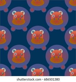 Childish like colored background with lovely hippo.
