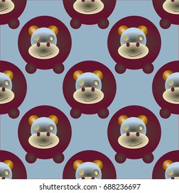 Childish like colored background with lovely hippo.