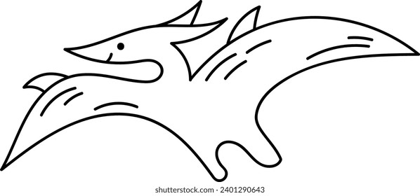 Childish Lined Dinosaur Vector Illustration