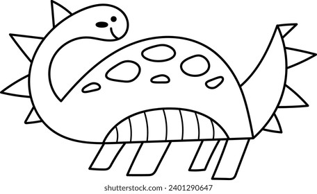 Childish Lined Dinosaur Vector Illustration