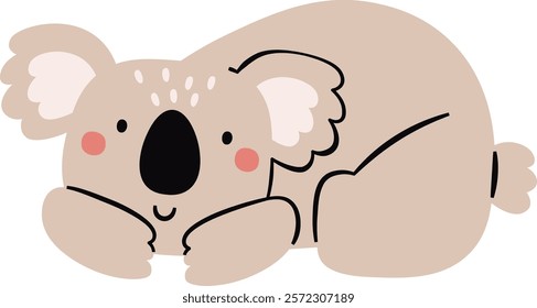 Childish Lying Koala Vector Illustration