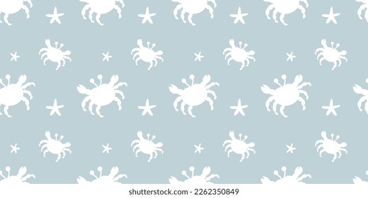 Vector marino infantil sin soldadura con cangrejos y estepas para textiles, papel de embalaje, cubiertas
