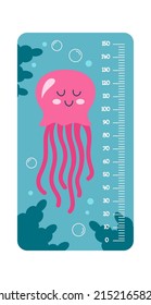 Childish Meter with octopus Cartoon Animal. Vector illustration