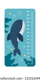 Childish Meter with Whale Cartoon Animal. Vector illustration