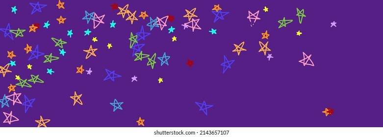 Childish Mint Pastel Orange Stars Purple Turquoise Picture. Vibrant Blue Rainbow Bright Green Pink Yellow Dark Wallpaper. Chaotic Red Colorful Multicolor Naive Vivid Violet Handdrawn Stars.