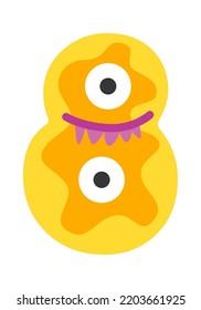 Childish monster 8 digit. Vector illustration
