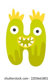 Childish monster H letter. Vector illustration