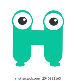 Letra H do monstro infantil. Ilustração vetorial.