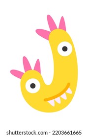 Childisches Monster-J-Brief. Vektorgrafik