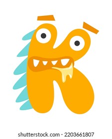 Carta K del monstruo infantil. Ilustración del vector