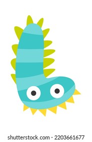 Childish monster L letter. Vector illustration