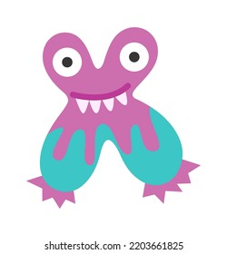 Childish monster X letter. Vector illustration