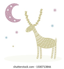 Childish new year or christmas pattern background. Abstract coft colored art for design kids badroom wall, holiday girt card, textile, party invitation etc. 