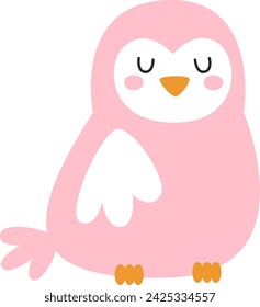 Childish Owl Bird Vector Illustration