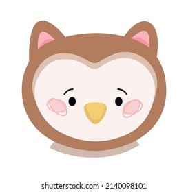 Childish Owl Cartoon Cute Animal. Vector illustration