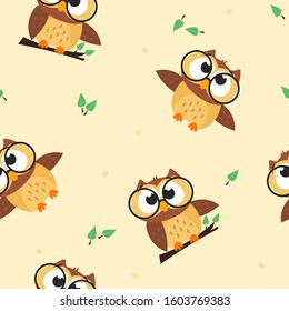 Childish Owl Seamless Pattern Background or Wallpaper