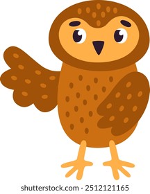 Childish Owl Standing Vector Illustration