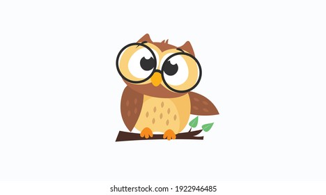 Childish Owl. Vector isolated illustration of a childish style owl