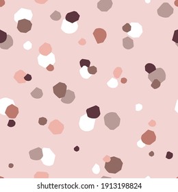 Childish paper cut shape terrazzo vector seamless pattern. Quirky dots baby abstract print design Colourful whimsical geometric background