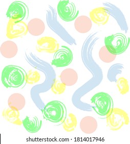 Childish pastel background for splash template, funny doodle drawing. Multicolored pattern in a modern design style, composition of strokes and wavy lines.