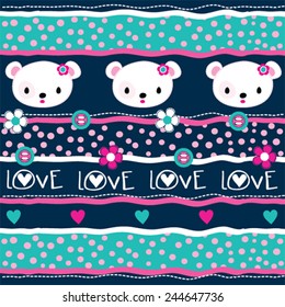 childish pattern with bear head vector illustration