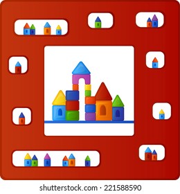 Childish pattern with colorful building kit