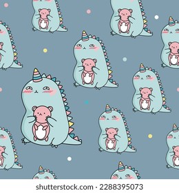 Childish pattern with a cute dinosaur.vector texture for baby bedding, fabric, wallpaper, wrapping paper, textile, print