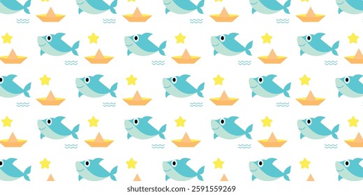 Childish pattern with cute elements seamless pattern for backgrounds, presentations, wrapping papers, prints, artworks. Vector illustration