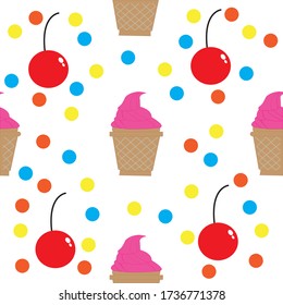 childish pattern. with cute ice cream, for wrapping cloth, textile. vector design