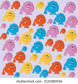 Childish pattern with cute monsters. Idea for kids clothing, fabric, textile, baby decoration, wrapping paper