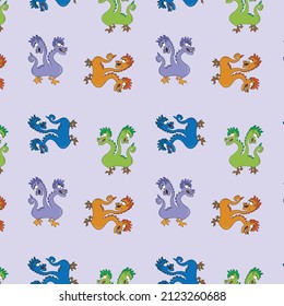 Childish  pattern with cute monsters on purple  background. Vector texture for children clothes, fabrics, textiles