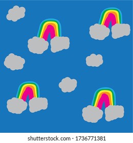 childish pattern. with a cute rainbow, for wrapping cloth, textile. vector design