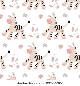 
Childish pattern with cute zebra. For children's wallpapers, posters, postcards, gift paper and more.