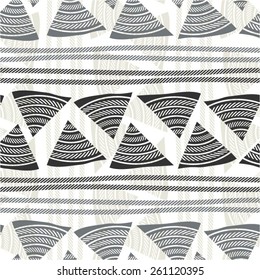 Childish pattern of decorative triangles and lines seamless vector background.