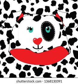 Childish pattern with dog animal faces. Creative nursery background. Perfect for kids design, fabric, wrapping, wallpaper, textile, apparel