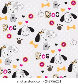 childish pattern with dog vector illustration