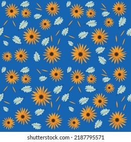 Childish pattern with floral, baby shower, floral seamless background, cute vector texture for kids, fabric, wallpaper, t-shirt print.